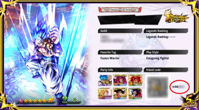 Dragon Ball Legends Profile Info - Copy Friend Code